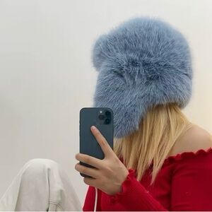 Super soft trapper hat. Vegan fur.  New.  Lined